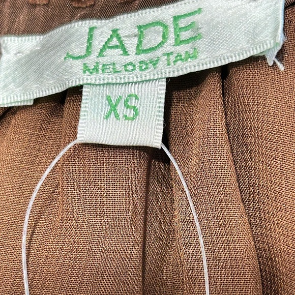 NWT Jade Gather Neck Tie Back Brown Textured‎ Dress - Brown XS - Picture 9 of 12